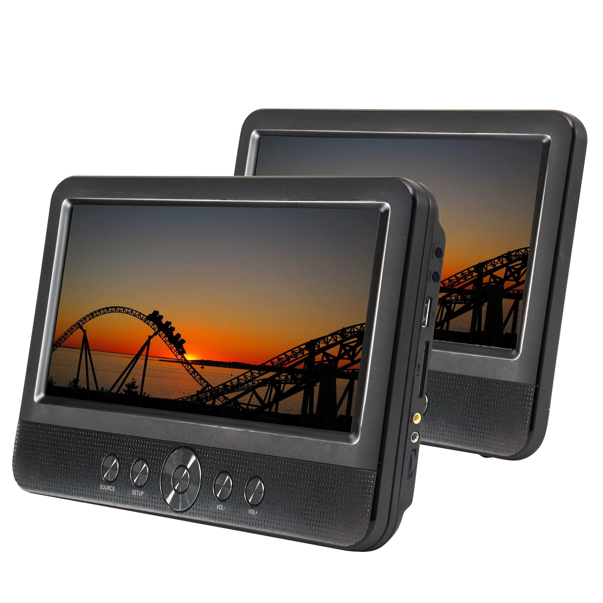 Dual Screen Car DVD Player – Headrest Mounts for Family Road Trips!